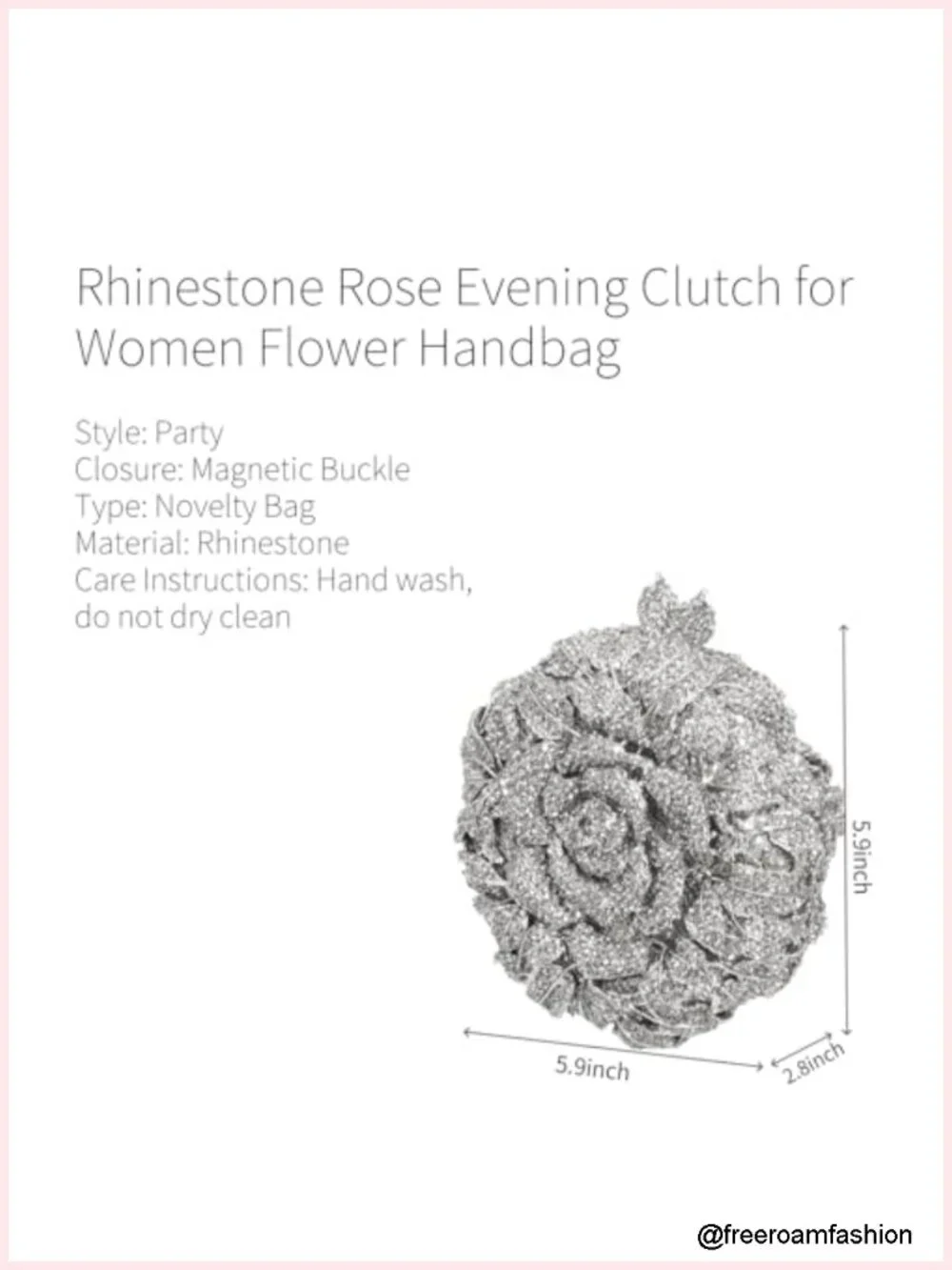Rhinestone Rose Evening Clutch Elegant Chain Purse Handbag Prom Party